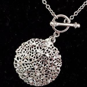 Cookie Lee silvertone toggle closure necklace